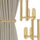 Yagoo 4 Pcs Adhesive Curtain HoldbacksScrew-in Curtain Tie Backs Curtain Holders Tiebacks Curtain Hooks for Wall Mounted Curtain Pull Backs for Home Decor Drapes (4, Gold)