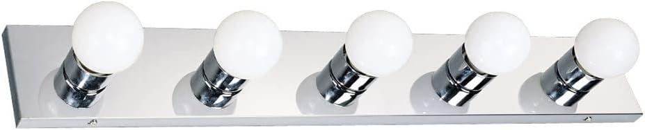 Design House 509653 5-Light Vanity Strip Light Contemporary Dimmable for Bathroom, Bedroom, Makeup Vanity, Polished Chrome