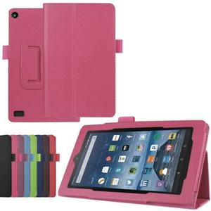 Luxury Folio Stand PU Leather Case Cover for Amazon Kindle New Fire 7 2015 HD7 SV98LN 7" (5th Generation, 2015 Release) (Peach Red)