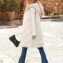 MEROKEETY Womens Sleeveless Quilted Long Puffer Vest Hooded Full Zip Jacket Coats with Pockets (Beige)