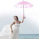 Fdit Bridal Lace Cotton Umbrella Parasol Costume for Wedding Parties Dancing Photography Prop(Pink)