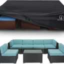 STARTWO Patio Furniture Covers Waterproof, Outdoor Furniture Set Cover for 7-12 Seats Sectional Sofa Table Chairs Anti-UV Tear-Resistant 500D Heavy Duty,110"x84"x28", Black