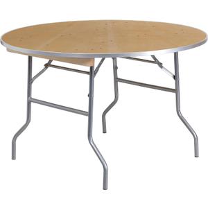 Flash Furniture Fielder 4-Foot Round HEAVY DUTY Birchwood Folding Banquet Table with METAL Edges