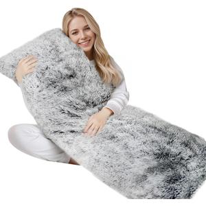 ZonLi Fuzzy Body Pillow Cover, 20"x 54" Furry Body Pillow Pillowcase, Faux Fur Long Pillow Cover with Zipper, Fluffy Soft Plush Decorative Pillow Cases for Bedroom (Grey)