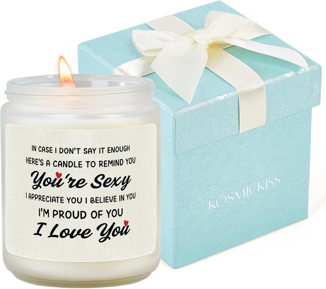 Kosmickiss Valentines Day Gift for Her Him, Lavender Scented Candle, I Love You Anniversary Wedding Gift for Girlfriend Boyfriend Wife Husband, Romantic Birthday Presents