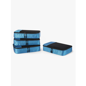 Essentials 4Piece Packing Cubes Travel Accessories Set, Luggage Organizer with Double Zipper, Mesh Top, 100% Polyester, Medium, Sky Blue (Previously  Basics)