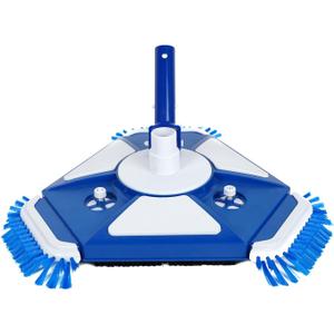 Pool Vacuum Head,Pool Cleaner Head with Side Brush Universal Steering Handle & Universal Rotatable Hose Adapter, Connect 1-1/4", 1-1/2" Hose forDurable above ground pool vacuum cleaner head