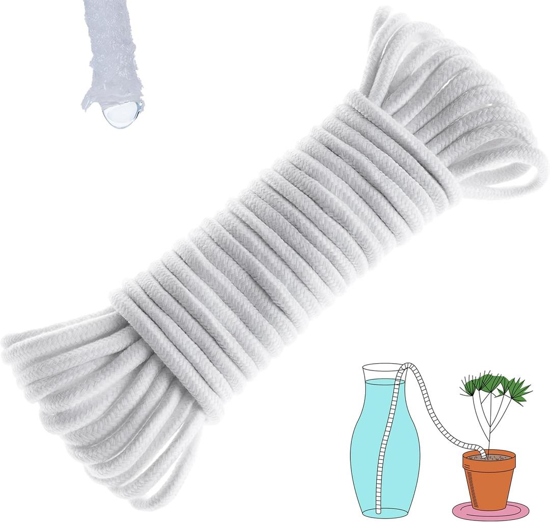 ORIMERC 50ft 1/4 inch Plants Self Watering Capillary Wick Rope Cord DIY Vacation Potted Flower Sitter Hydroponic Wicking Planter Pot Garden Seeds Starting Seedling Automatic Waterer System Device Line
