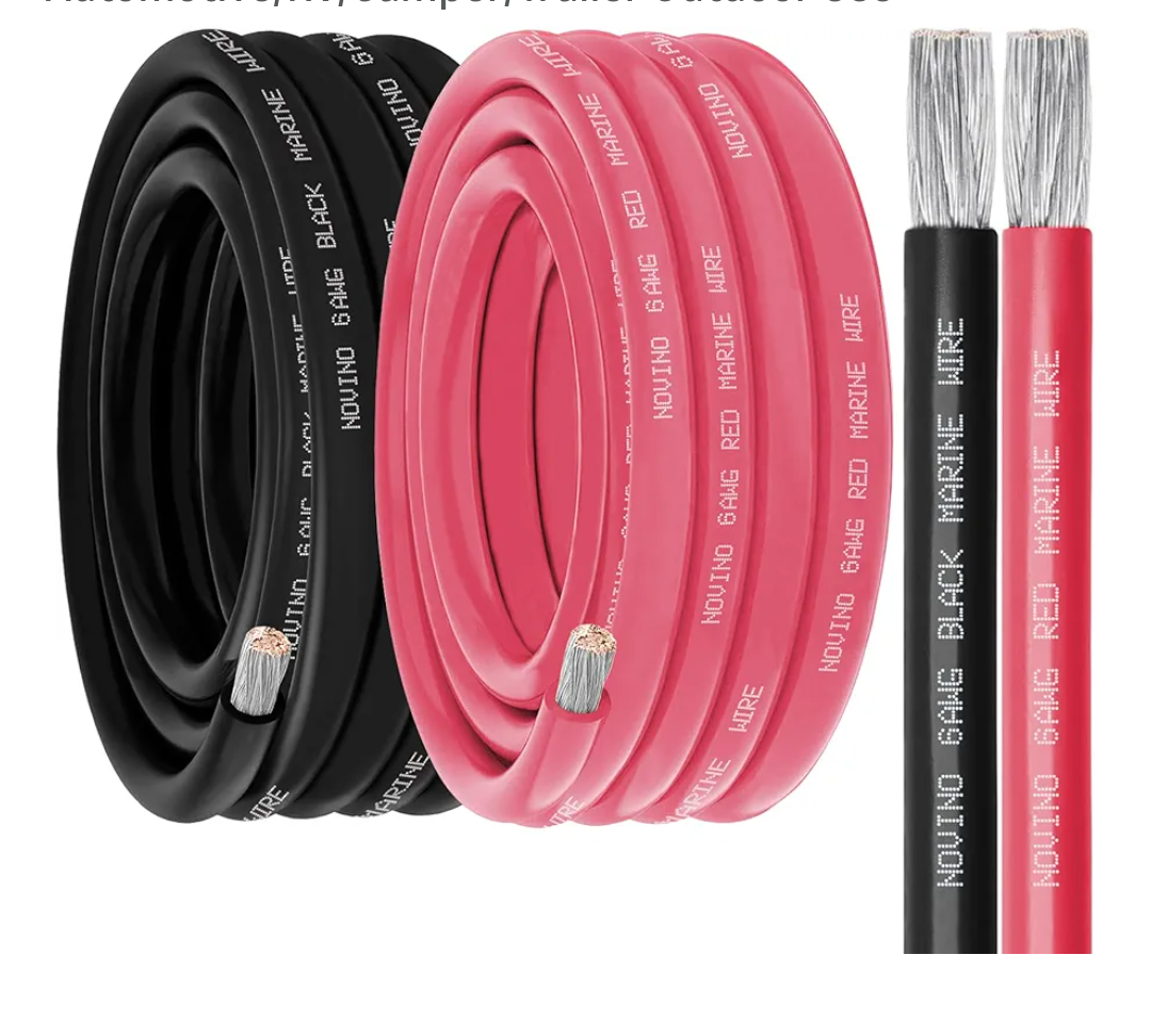 Gauge Marine Wire Include 6 AWG 30FT Red & 30FT Black,6 Gauge Marine Grade Wire Tinned Copper Oxygen-Free Boat Electrical Cabler for Automotive/RV/Camper/Trailer Outdoor Use