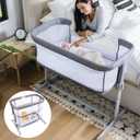 KoolerThings 3 in 1 Baby Bassinet, Bedside Sleeper, & Playpen, Easy Folding Portable Crib (Grey)- KoolaBaby (Mesh Bassinet), 33x20x33
