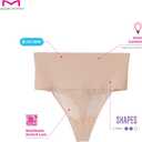 Maidenform womens Tame Your Tummy Lace Thong Panties, Firm Control Shapewear Thong, Cool Comfort (Beige, M)