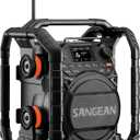 Sangean U7HD Jobsite Radio with Bluetooth, HD Radio, AM/FM, AUX, TWS, Dustproof and Waterproof Design, and Smart Battery Charger