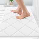 OLANLY Memory Foam Bath Mat 30x20, Ultra Soft and Absorbent Bathroom Rugs, Machine Washable, Comfortable Bath Carpet for Bathroom Floor, Tub and Shower, White