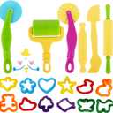 Dough Tools Set for Kids Ages 2-4, 25pc Creative Play Accessories with Molds and Cutters, Non-Toxic Modeling Clay Toys for Toddlers Sensory Activities