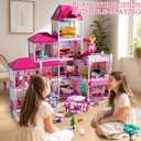 JUKUDAHU 4-Story Villa Playset for Girls Ages 3-8 - 11 Rooms, 2 Dolls, 11 Rooms with 31 Accessories