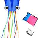 Kite Mollusc Octopus Kites for Kids Ages 4-8 and Kites for Adults Easy to Fly Kites Long Colorful Tail with Handle 300ft Kite String for Beginner Outdoor Game and Gift. (Blue)