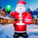 14 FT Christmas Inflatables Santa Claus Outdoor Decoration, Giant Santa Inflatable with Gift Bag, Blow Up Yard Decor with Built-in LED Lights for Xmas Lawn Garden Home Holiday Party, 14 FT Santa