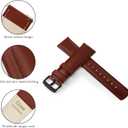 14mm 16mm 18mm 20mm 21mm 22mm 23mm 24mm Leather Watch Band Quick Release Watch Strap Replacement Deployment Buckle Wristband for Men and Women (Glossy Leather/Drak Brown)