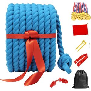 40FT Tug of War Rope for Summer Games, Natural Twisted Cotton Rope Outdoors Yard Backyard Camping Lawn Game for Team Building Activities Field Day Family Reunion Birthday Party