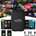 Wireless CarPlay Adapter with Netflix YouTube-Android Auto Wireless Adapter Magic Link Ai Box Support Mirroring/TF Card Converts Wired to Wireless Carplay Dongle for iPhone/Android Plug&Play No Delay