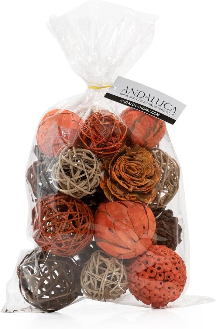 Natural Tones Vase & Bowl Fillers Decorative Balls | Home Decor (Autumn Orange)