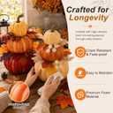 2Pcs 13" Large Stacked Pumpkin Tower Decor, Light Yellow Orange Hard Foam Artificial Pumpkin Topiaries with Maple Leaves, Harvest Fall Ornament for Halloween Thanksgiving Table Porch Decor