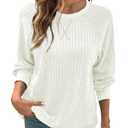 8 x SHEWIN Women Fall Sweatshirt Lightweight Long Sleeve Pullover Tops Casual Oversized Shirts Color Black Patchwork Shirts Size 2XL White (White, XXL)