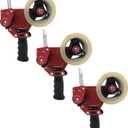 Clipco Premium Tape Dispenser Gun with Retractable Safety Blade and Tape Included (Pack of 3) (Red-Black)