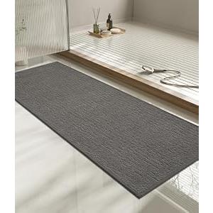 chakme Bathroom Rugs Mat 59x17, Ultra Thin Non Slip Bath Mat Quick Dry Absorbent Bath Mat for Bathroom Floor, (Dark Grey, 59"x17")
