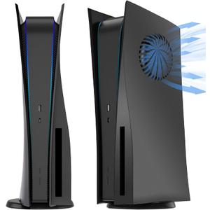 PS5 Console Replacement Shell, Megadream Hard ABS Shockproof Anti-Scratch Dustproof Case Cover Replace Faceplate Compatible with PlayStation 5 Digital Edition (Red) (For PS5 Disc Edition with Cooling Vent, Black)