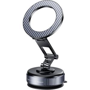Compatible MagSafe Car Mount - GEATEE Vacuum Magnetic Phone Holder for Car, 360 Adjustable Foldable Car Dash Mount, Reinforced 110+LBS Suction Phone Mount for iPhone 17/16/15/14/13/12&Android, Carbon