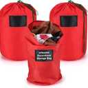 3 Pcs 21 x 12 Inch Christmas Inflatable Decorations Storage Bag with Blackboard Drawstring Waterproof Christmas Storage Containers for Holiday Xmas Ornaments Accessories Gift Organizer(Red)
