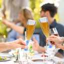 48PCS Plastic Champagne Flutes,7.1Oz Acrylic Blue Wine Glasses Goblets Reusable Drinking Champagne Glasses for Wedding ,Shatterproof and Disposable Cups Plastic Goblets Grand Event Party Supplies
