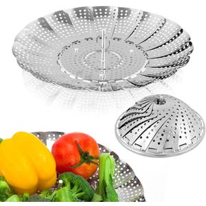 Sayfine Vegetable Steamer Basket, Premium Stainless Steel Veggie Steamer Basket for cooking - Folding Expandable Steamers to Fits Various Size Pot (Large(6" to 10.5")