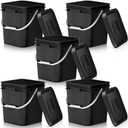 Mumufy 5 Pcs 3.5 Gallon Square Food Grade Bucket with Lid, Black