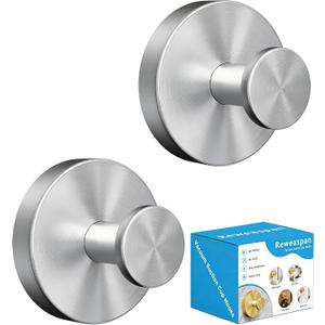 Suction Cup Hooks for Shower, Heavy Duty Towel Hooks for Walls No Damage, Suitable for Hanging Towels, Robes, Coats, Holds 15 lbs-2pack, Brushed Silver