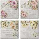 Thirstystone Floral Scripture 4 Pack Tumbled Tile Stone Coaster with Protective Cork Backing Manufactured in The USA