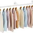 IBUYKE Industrial Pipe Clothes Rack, 61.4 Inch Wall Mounted Clothing Rack, Space-Saving Hanging Closet Rod, Heavy Duty Multi-Purpose Garment Rack for Closet and Laundry Room, White TYJ007W
