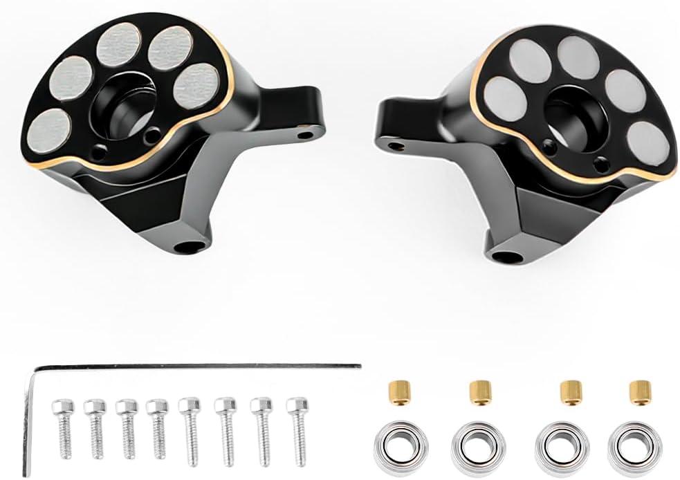 GLOBACT Tungsten Steel & Brass Front Steering Knuckle RC Axle Counterweights for Axial SCX24 AX24 1/24 Scale RC Crawler Upgrade Accessories (Black Gold)