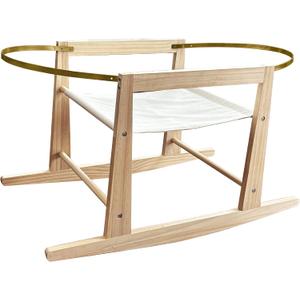Calvana 2026 Pro Wooden Rocking Moses Basket Stand for Baby, Natural Wood Stand with Locking Mechanism, Adjustable Safety Strap, Fits Most Moses Baskets, Basket Not Included