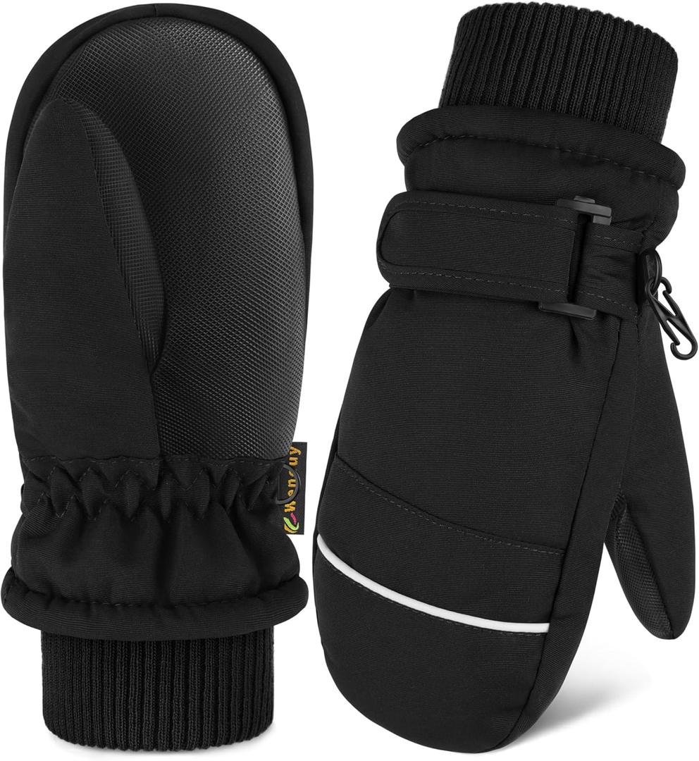 Toddler Mittens Kids Snow Ski Mitten Baby Fleece Warm Waterproof Windproof Gloves for Boys Girls (2-4 Years, Black)