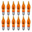 12 Pack Flicker Flame Light Bulbs, C18 Halloween Orange Flame Replacement Bulbs E12 Candelabra Base Light Bulbs for Electric Window Candles Halloween Indoor Outdoor String Lights , 1 Watt, 120 Volts 3 pack