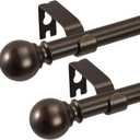 2 Pack Bronze Curtain Rods 28 to 48 Inches(2.3-4 Feet),5/8 inch Splicing Drapery Rods,Small Curtain Rods Set,Size: 18''-45'',Bronze