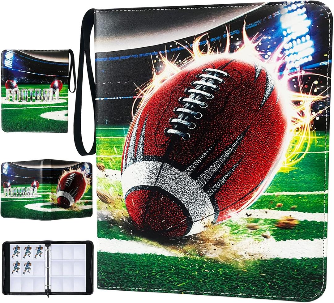 900 Pockets Football Cards Binder,Trading Cards Holder Card Collectors Album,Trading Card Binder 9 Pocket with 50 Removable Sleeves for Football Card and Sports Card