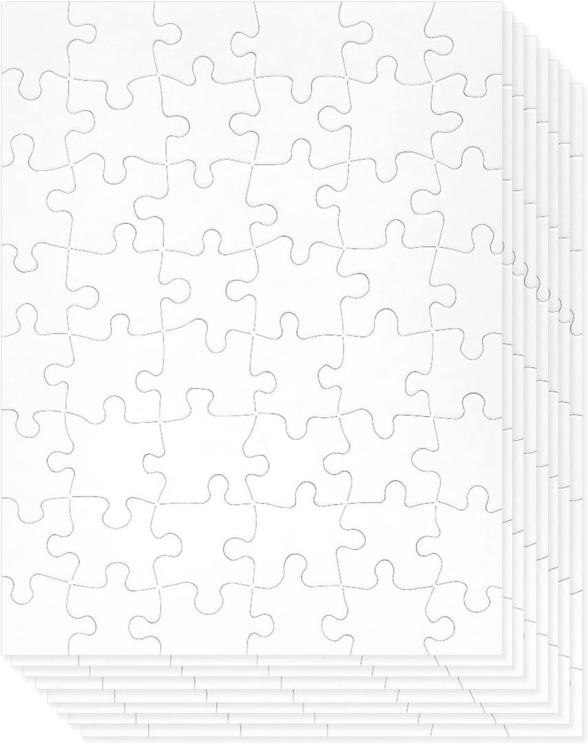 Juvale 36 Pack Blank Puzzles to Draw On, 8.5x11 Make Your Own Jigsaw Puzzle for Kids DIY, Arts and Crafts Projects (48 Pieces Each)