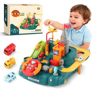 2026 Upgraded Car Adventure Toy for 3 4 5 6 Year Old Boys Girls, Race Track Toy with Steering Wheel & Sound, Montessori STEM Toys for Toddlers, Fine Motor Skills Birthday Gift for 3-5 Year Old Kids