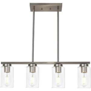 TODOLUZ Modern Kitchen Island Light with Clear Glass Shades, 4-Lights Hanging Lighting Fixtures in Brushed Nickel for Dining Room