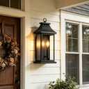Guliaofo Large Outdoor Wall Lights Outside Lights, Exterior Lighting Fixtures Wall Mount, Wall Sconce Light Outdoor Lanterns for Porch, Black 18 inch 2-Light, 2-Pack