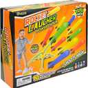 Rocket Launcher Power Air Toy Set with 10 Multi-Color Foam Rockets Launch Pad, Outdoor Activity Game