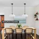 15.74in Milk Glass Pendant Lights, Large Floral Semi-Flush Mounted Ceiling Light, Black Mid Century Modern Chandelier Vintage Hanging Lamp for Kitchen Island Dining Room Entryway, 1 Pack